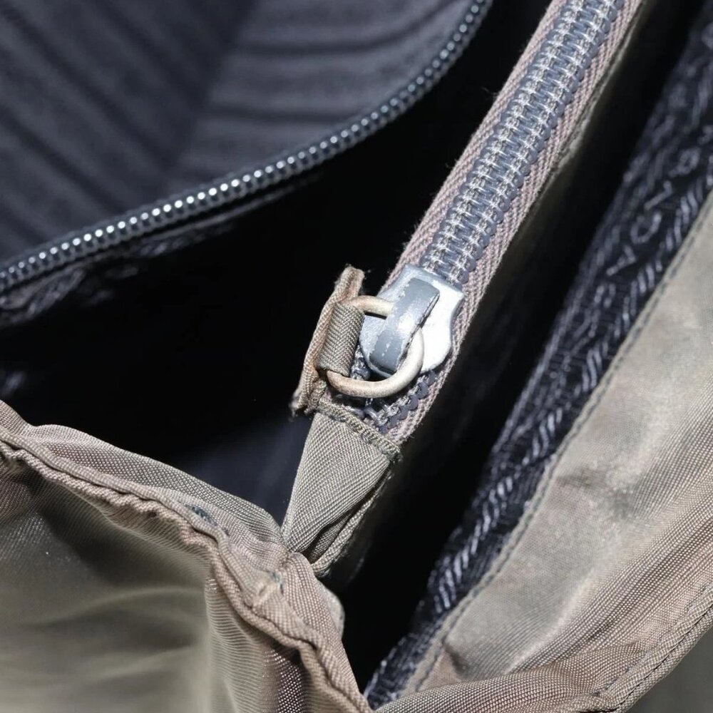 PRADA Hand Bag Nylon Khaki Silver Auth ti3533 - Picture 11 of 16